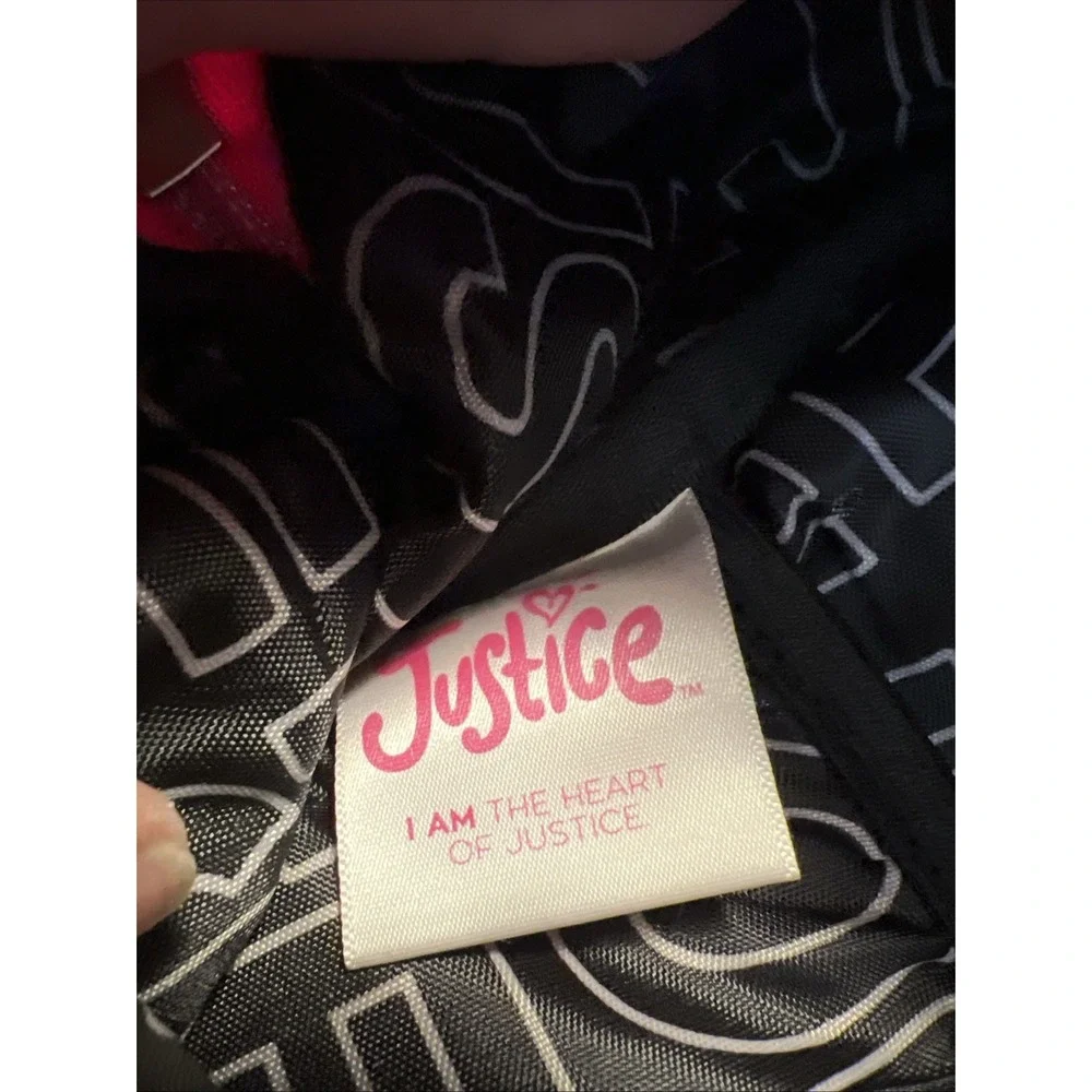 Justice Backpack Pink Silver Pencil Case Pouch Keychain Stars No Lunchbox